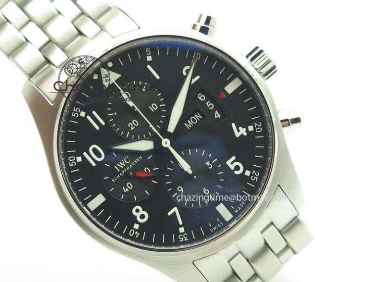 MIROTIME 0122 Minimalist Pilot Chrono 3777 43mm ZF 1:1 Best Edition Black Dial On SS Bracelet A 7364